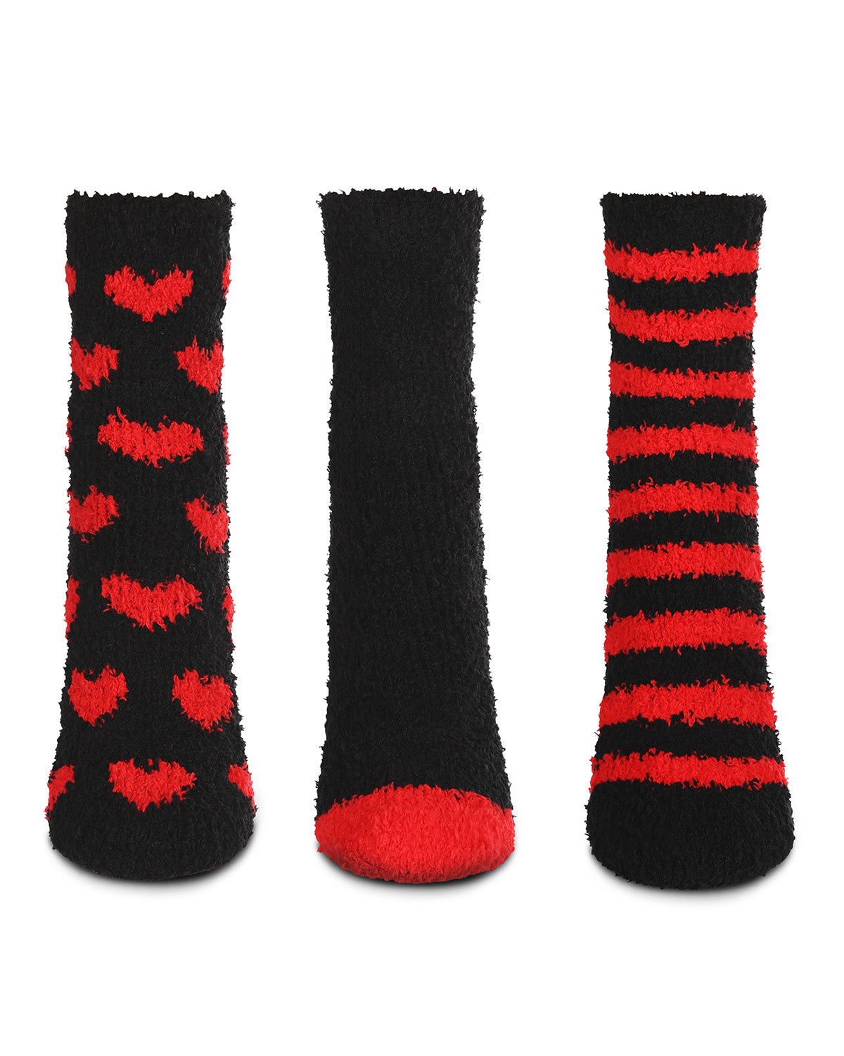 Women's 3 Pair Pack Multicolor Hearts Cozy Crew Socks