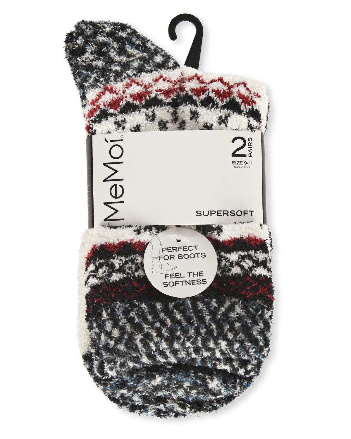 Women's 2 Pair Pack Fairisle Border Cloud Soft Crew Socks