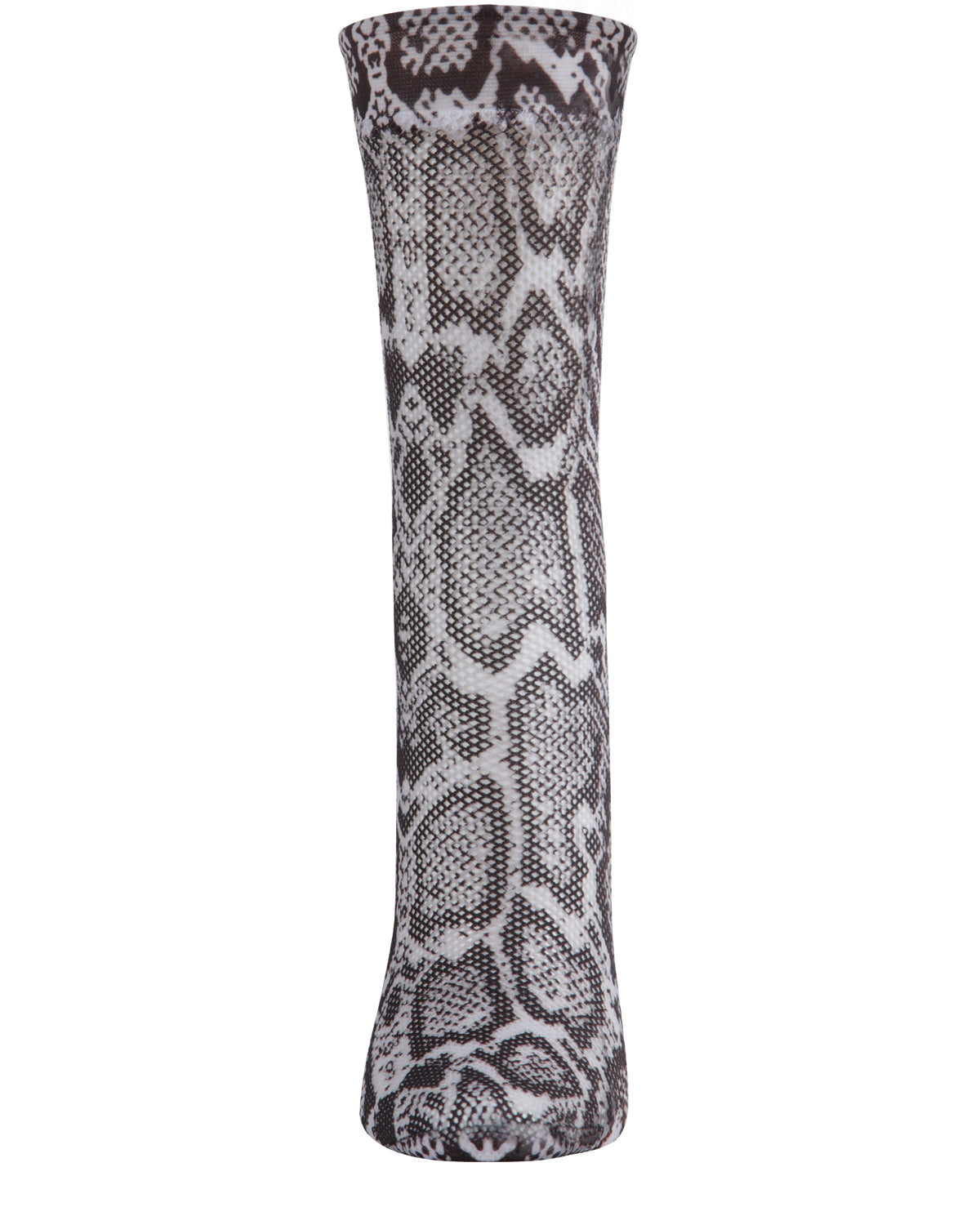 Women's Faux Snakeskin Print Fishnet Textured Crew Sock