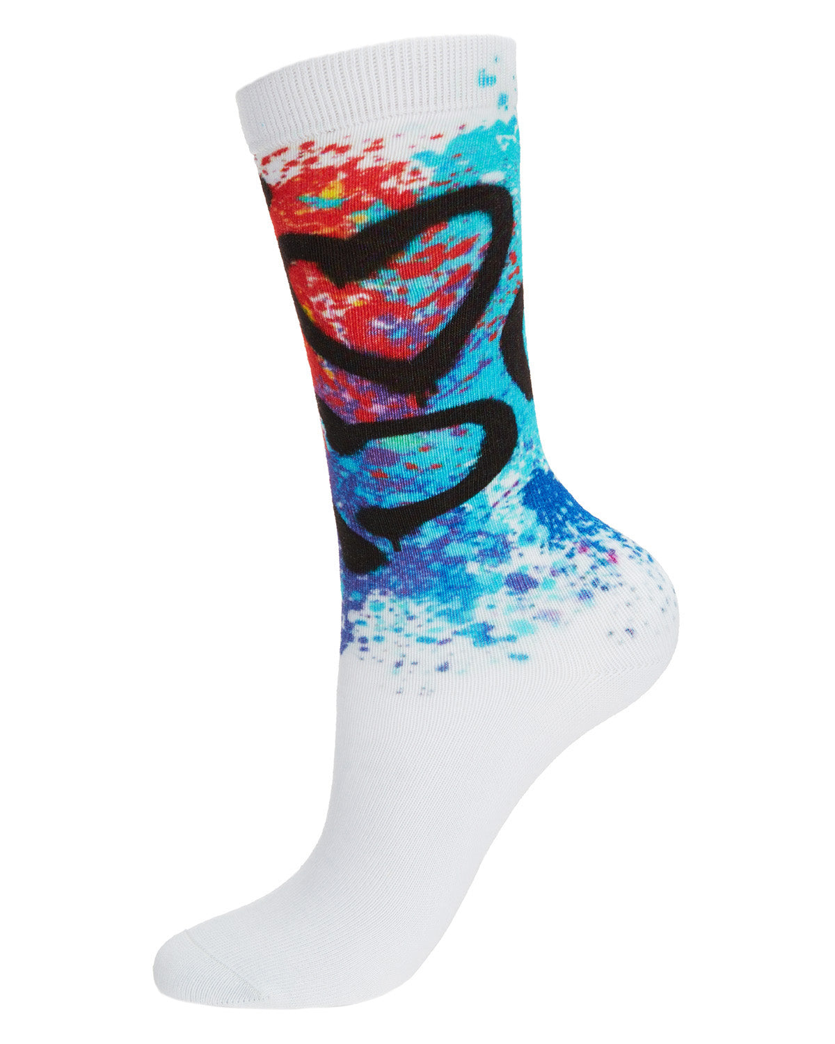 Women's Colorful Graffiti Heart Cotton Blend Crew Socks