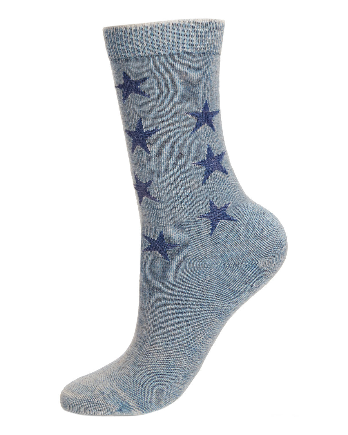 Women's Acid Wash Star Cotton Blend Crew Socks