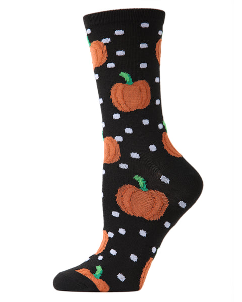 Pumpkin Polka Dot Crew Socks