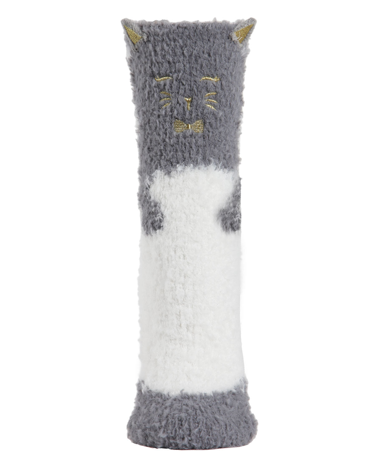 Cute Cat Critter Plush Non-Skid Crew Socks