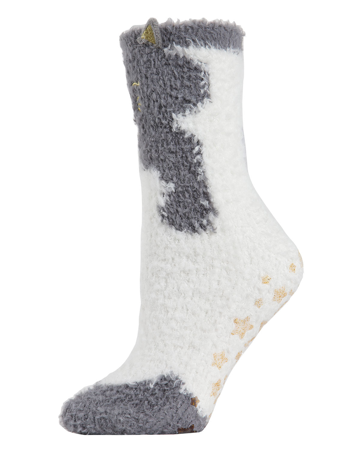 Cute Cat Critter Plush Non-Skid Crew Socks