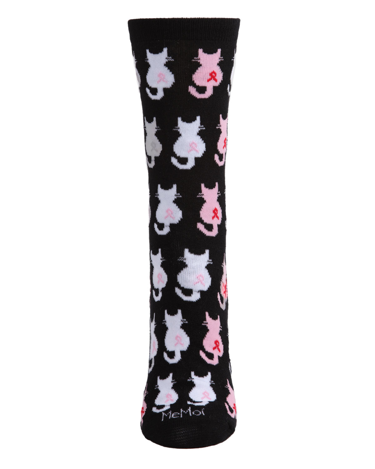 Pink Cat Ribbon Breast Cancer Awareness Bamboo Blend Socks