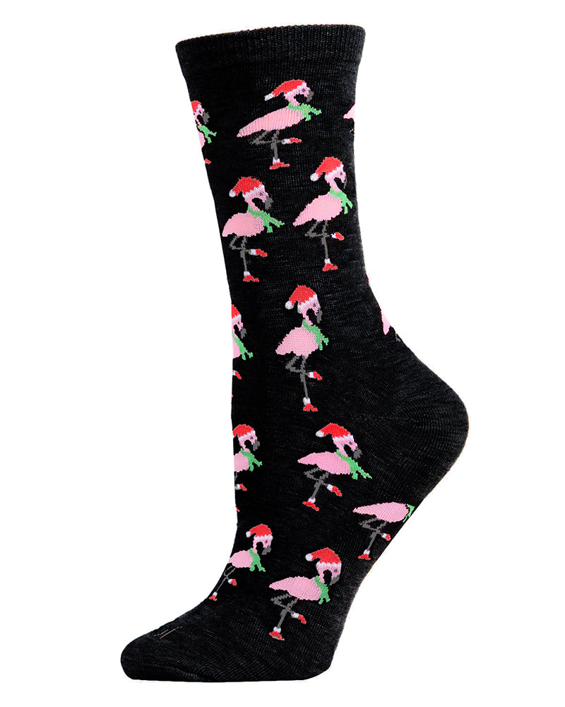 Women's Festive Flamingo Holiday Crew Socks