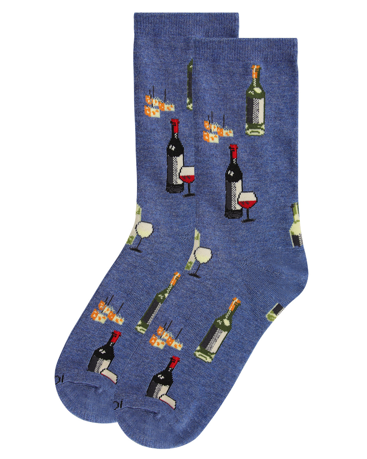 Wine and Cheese Bamboo Blend Crew Socks