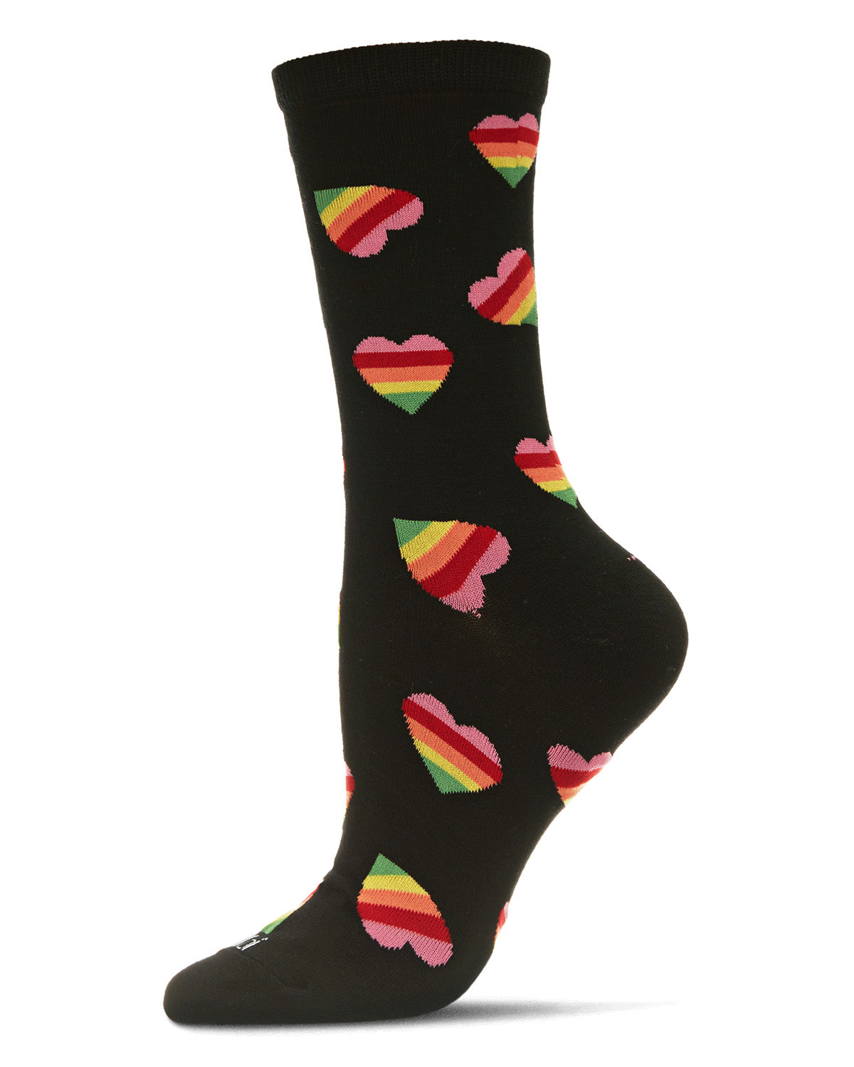 Rainbow Heart Bamboo Blend Crew Sock