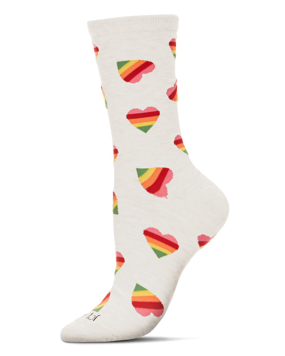 Rainbow Heart Bamboo Blend Crew Sock