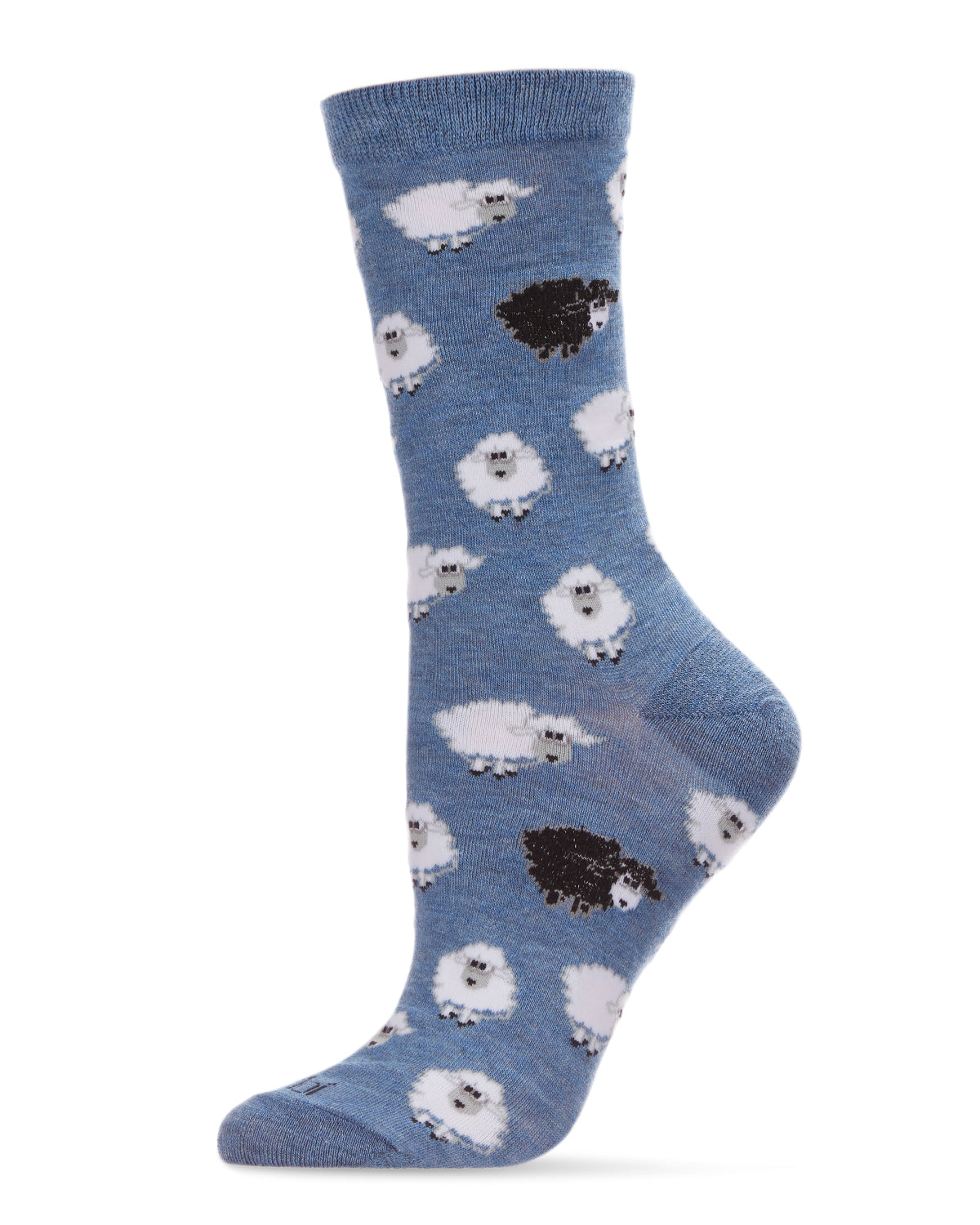 Women's Bah Bah Black & White Sheep Bamboo Blend Crew Socks