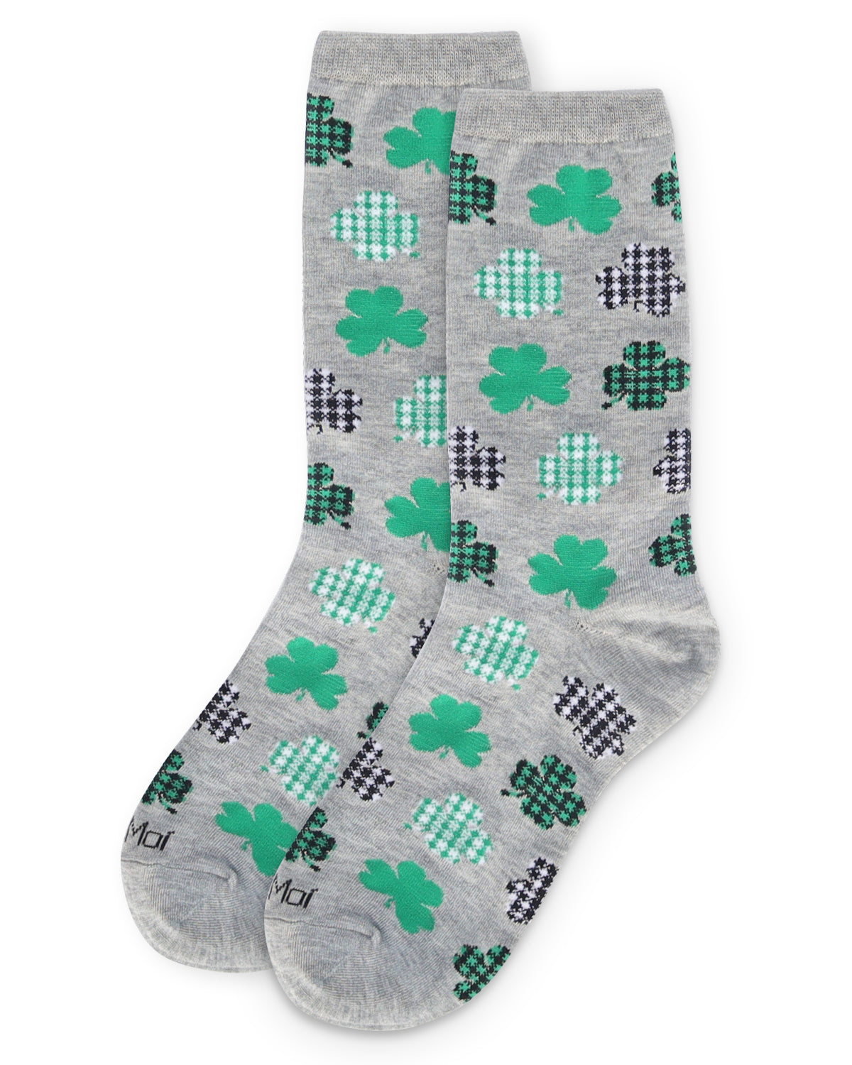 Women's Buffalo Plaid Shamrocks Bamboo Crew Socks