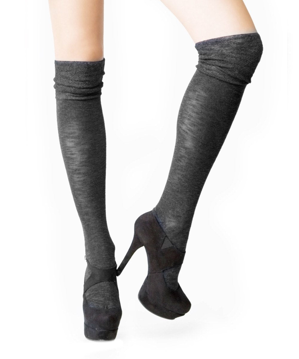 Slouched Top Over The Knee Warm Cotton Blend Socks