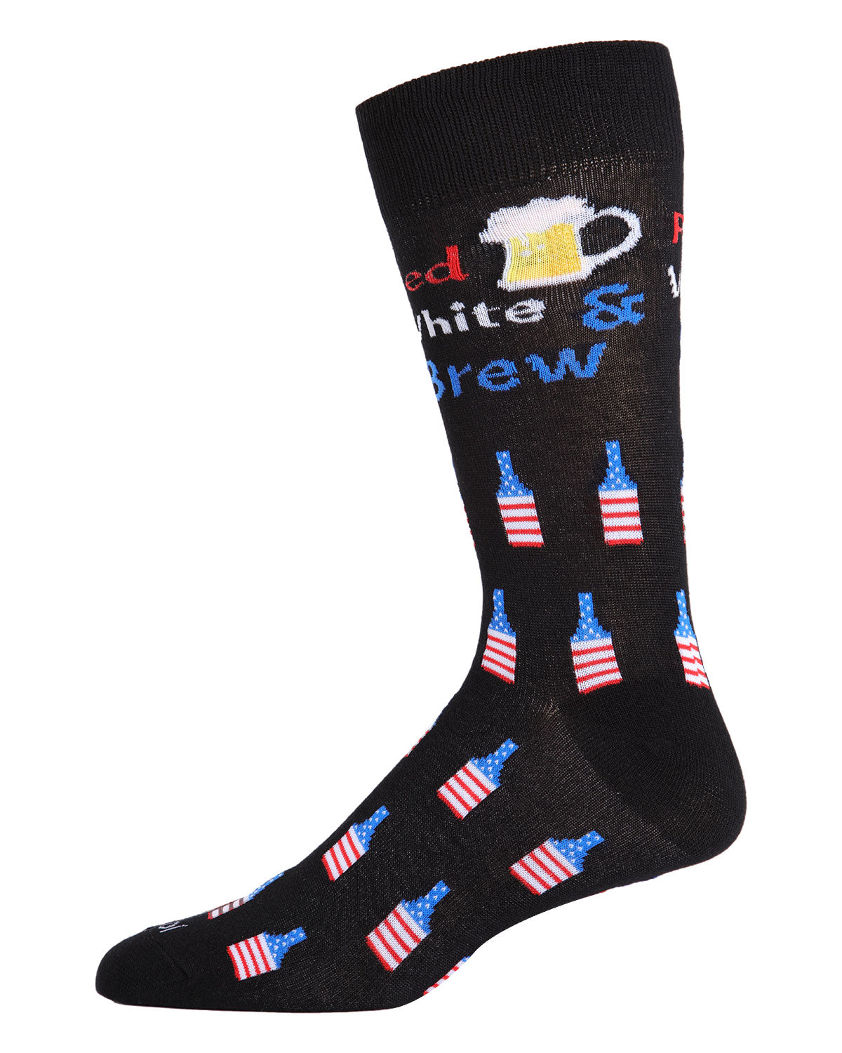 Men's Red White and Brew Bamboo Blend Novelty Crew Sock