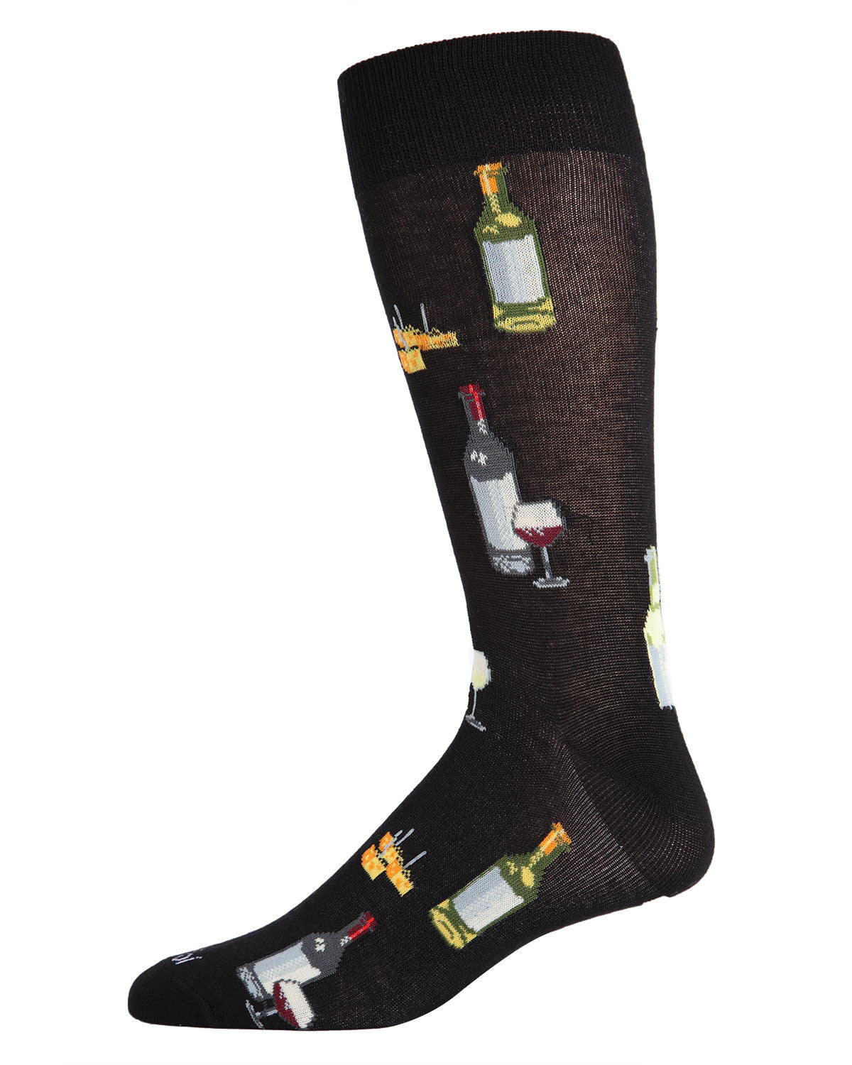 Men's Wine and Cheese Bamboo Blend Novelty Crew Sock