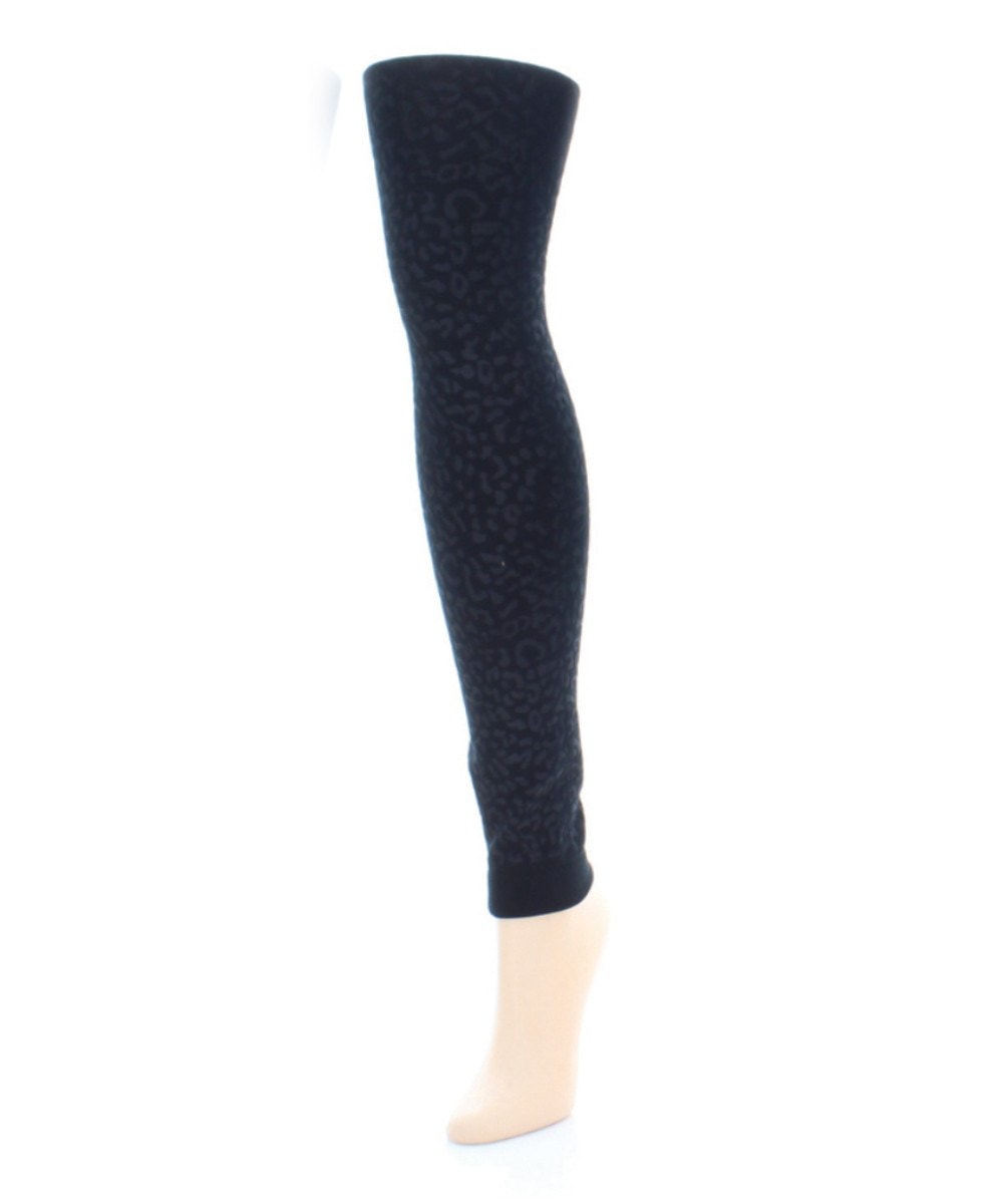 Women's Cheetah Fleece Lined Footless Winter Tights