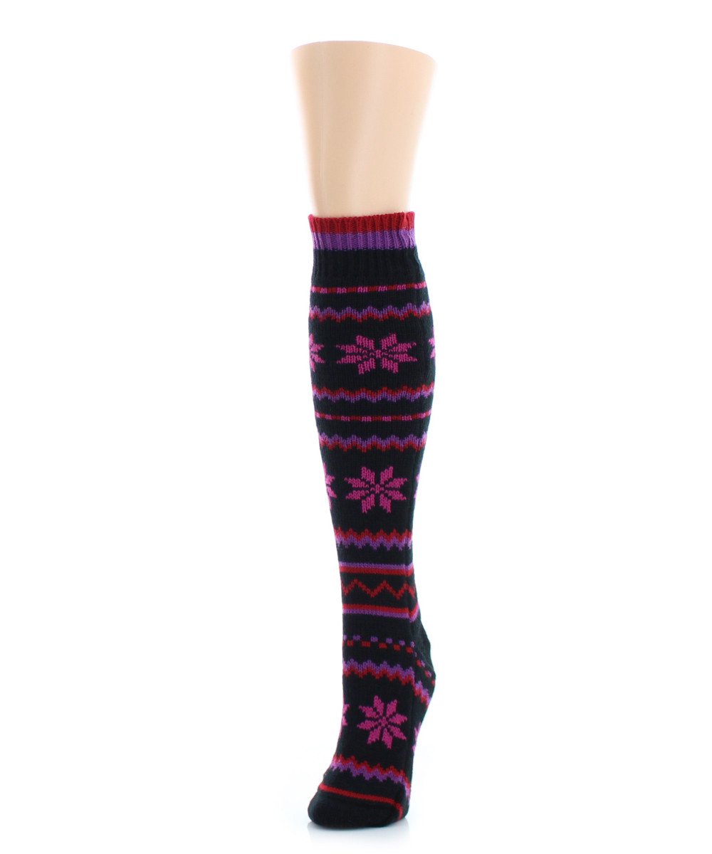 Flaketion Knit Knee High Flower Socks