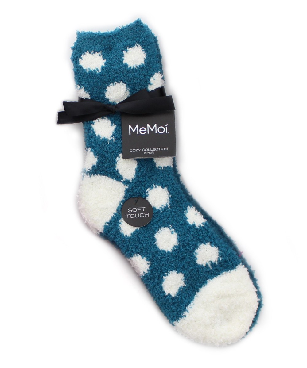 Dots & Solid Fuzzy Sock 2-Pack