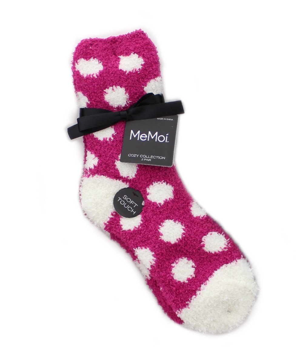 Dots & Solid Fuzzy Sock 2-Pack