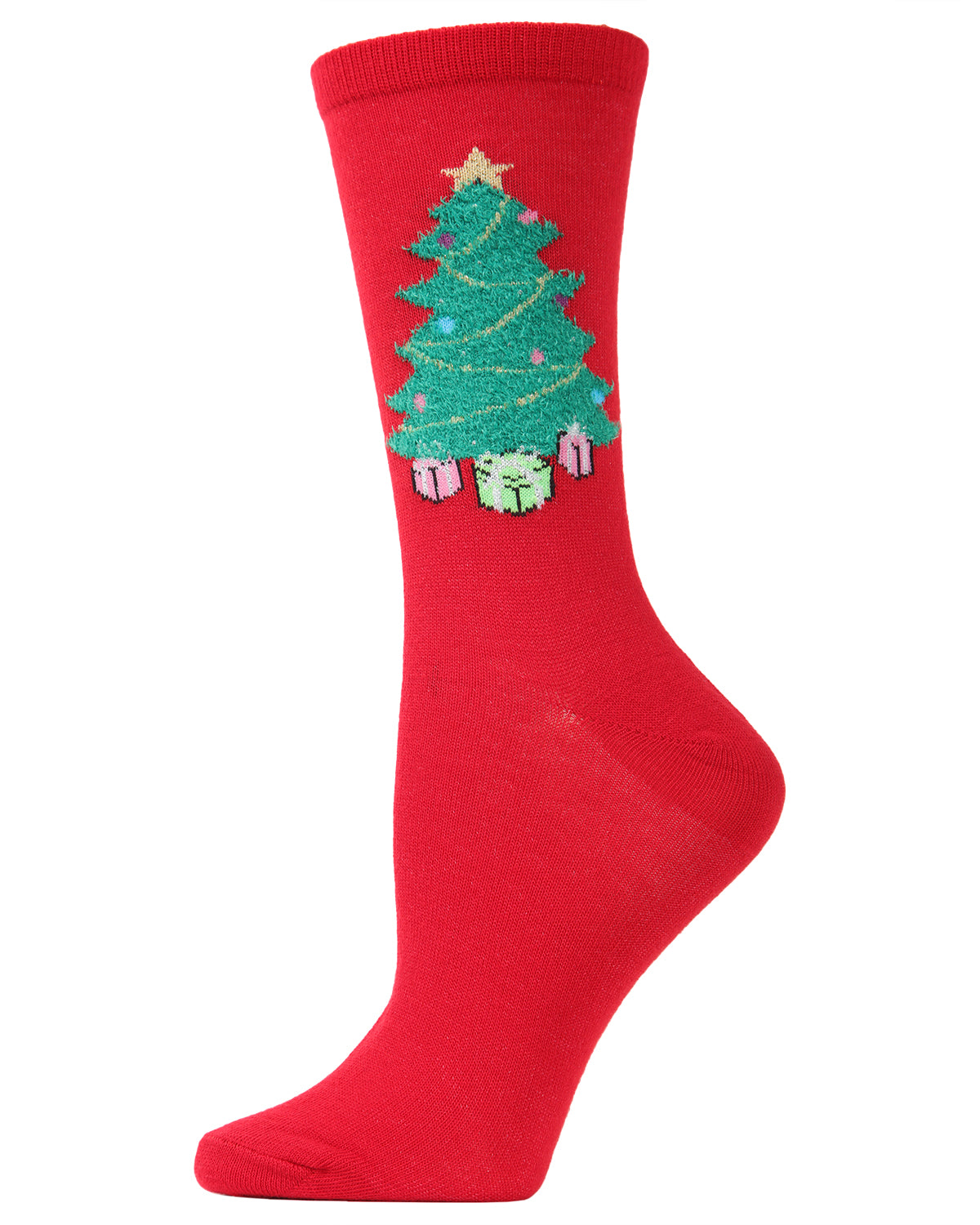 Women's Embroidered Christmas Tree Crew Socks