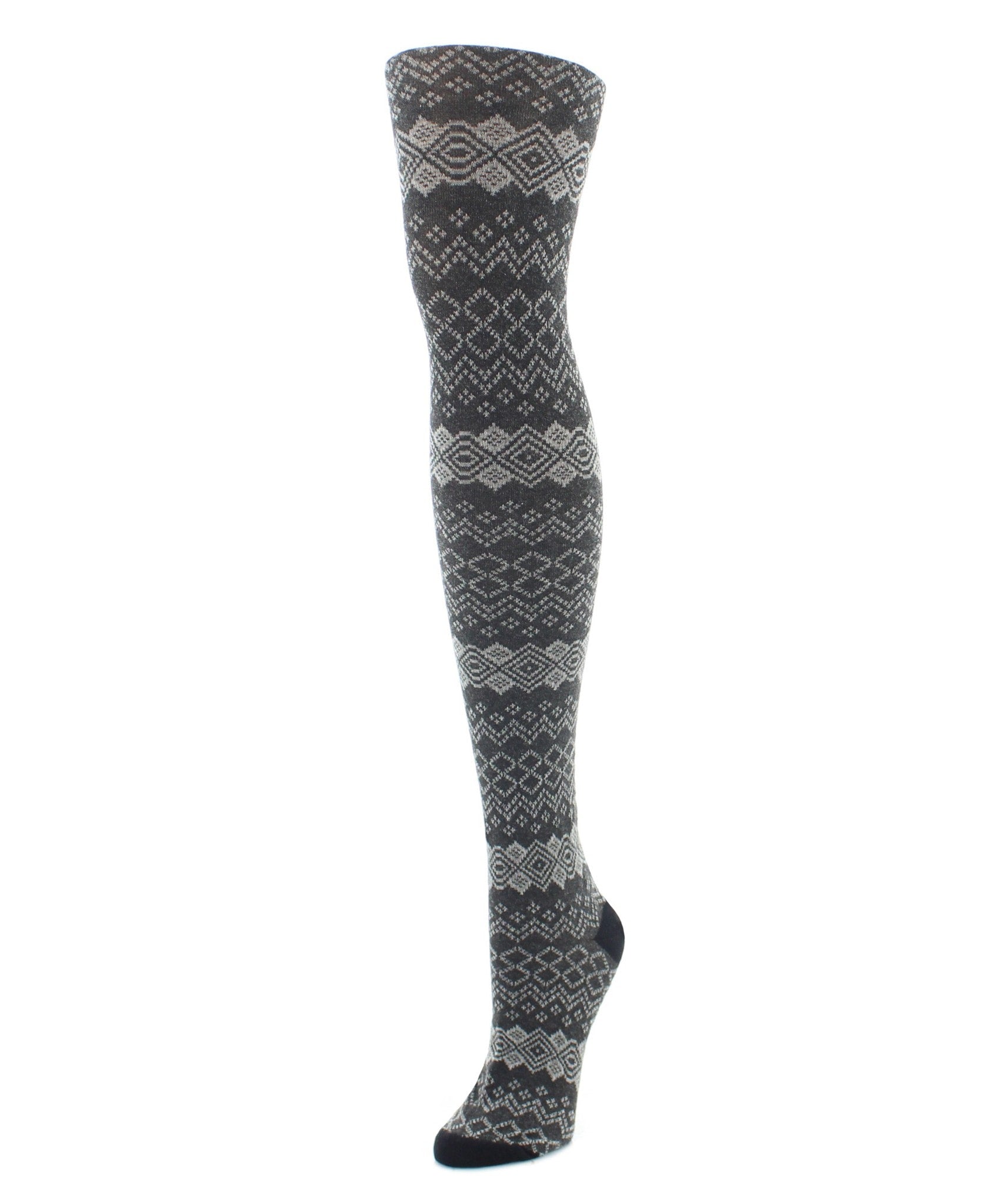 Horizontal Diamond Cotton Blend Sweater Tights