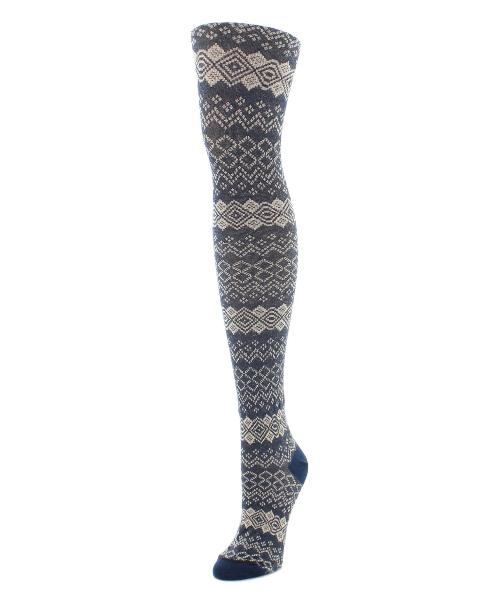 Horizontal Diamond Cotton Blend Sweater Tights