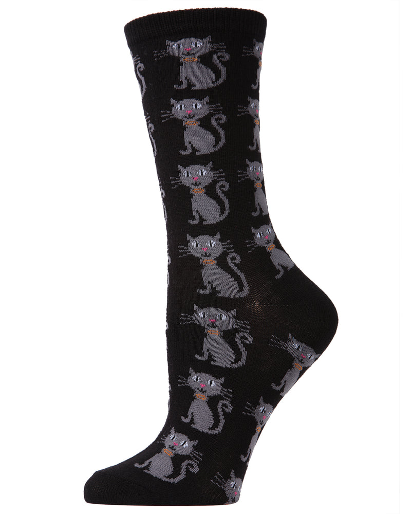Sweet & Scary Black Cat Halloween Crew Socks