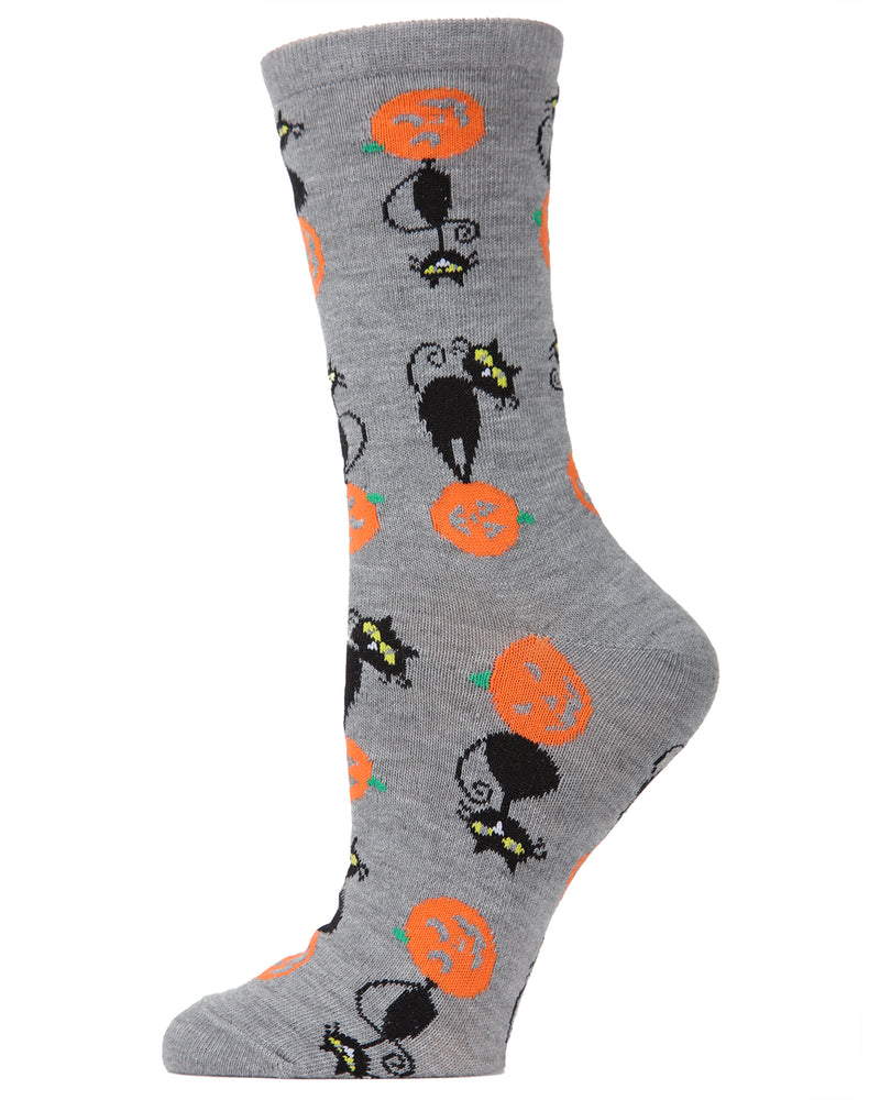 Pumpkin Cat Crew Sock | Fun Halloween Novelty Socks by MeMoi