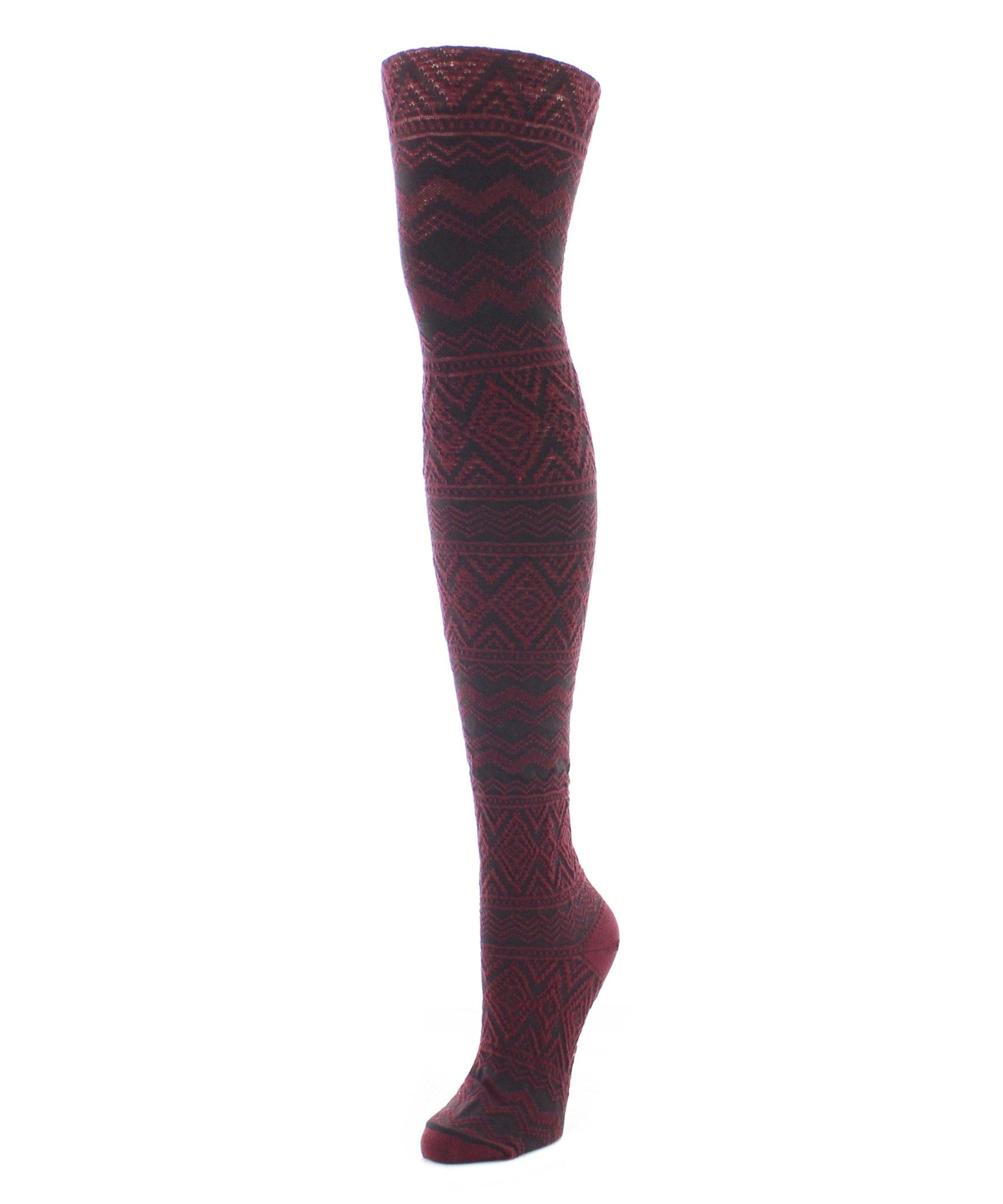 Diamond Fair Isle Patterned Cotton Blend Sweater Tights