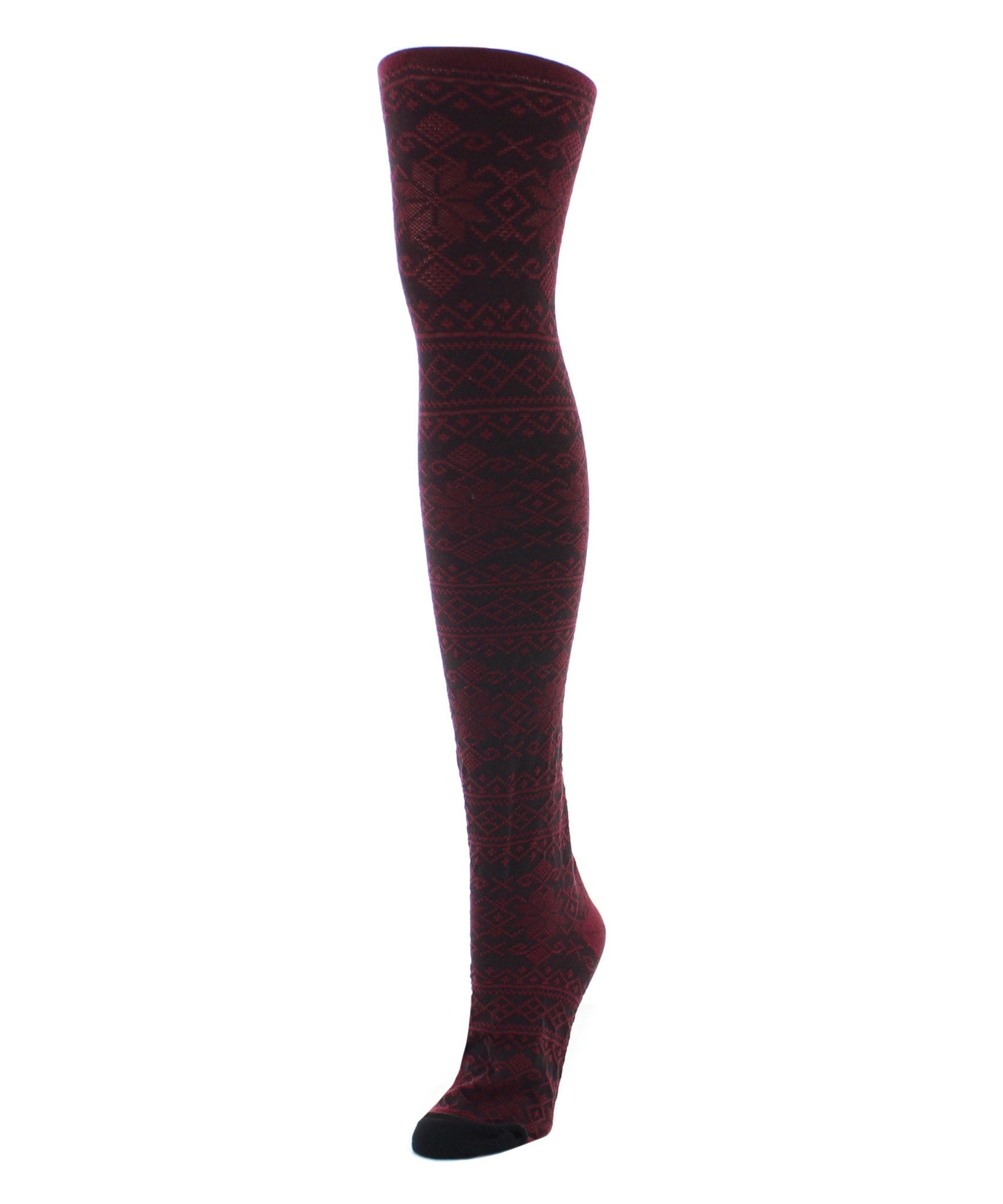 Holiday Snowflake Patterned Cotton Blend Sweater Tights