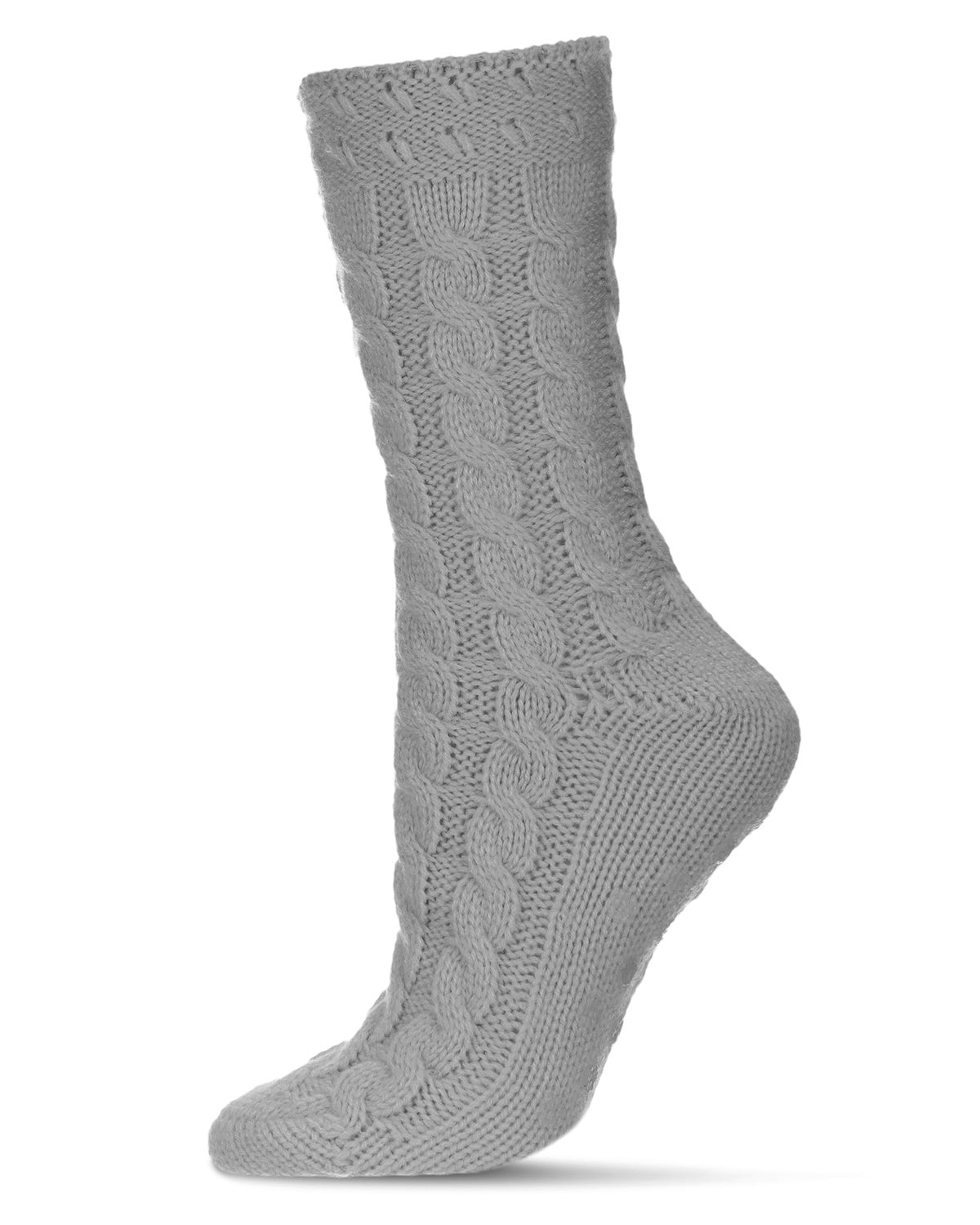 Weaved Flower Chunky Knit Crew Sock