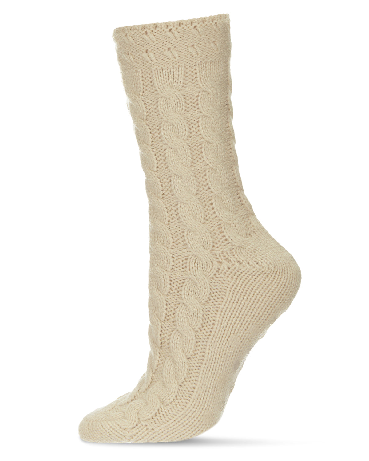 Weaved Flower Chunky Knit Crew Sock