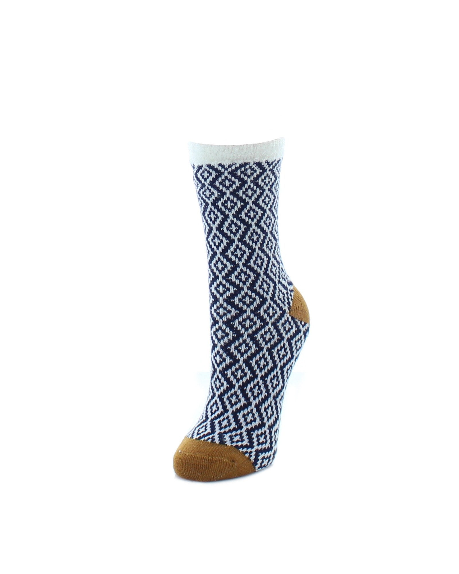 Trellis Fuzzy Lined Non-Skid Crew Socks