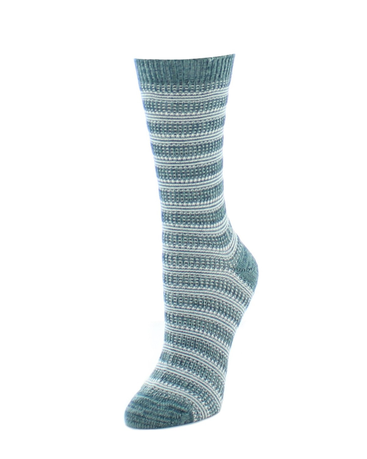 Marled Stripe Fuzzy Cotton Blend Boot Socks