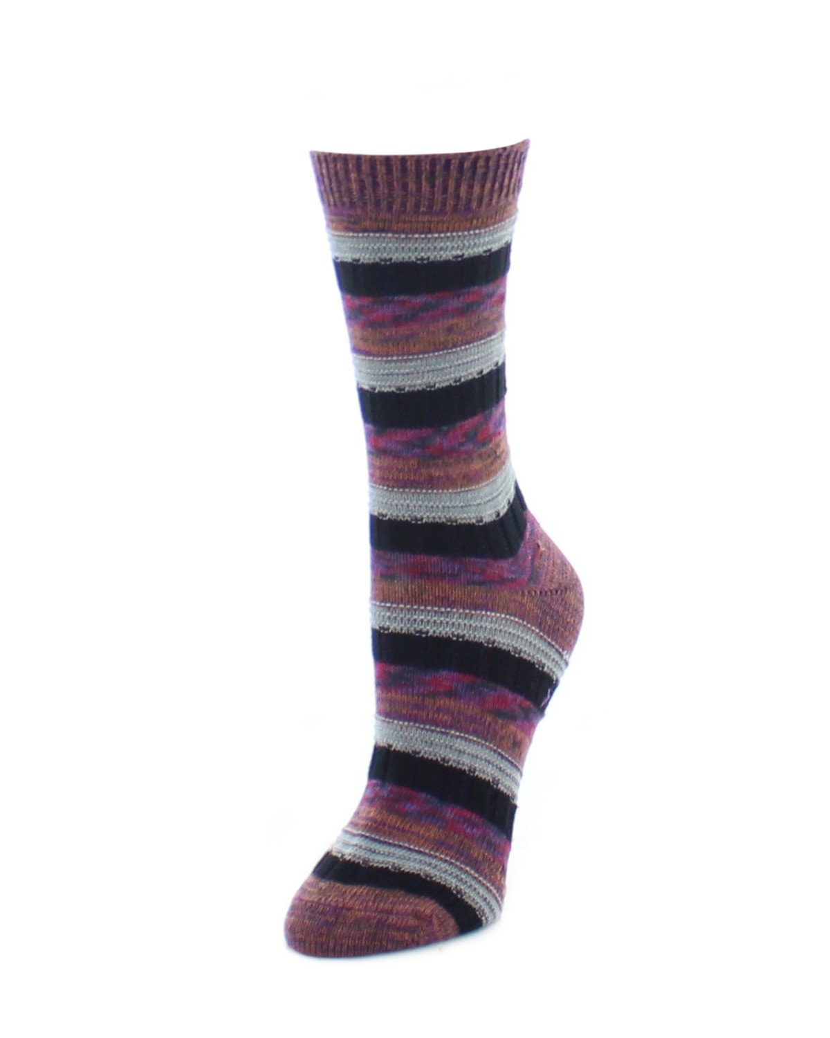 Multicolor Spacedye Stripe Fuzzy Boot Socks