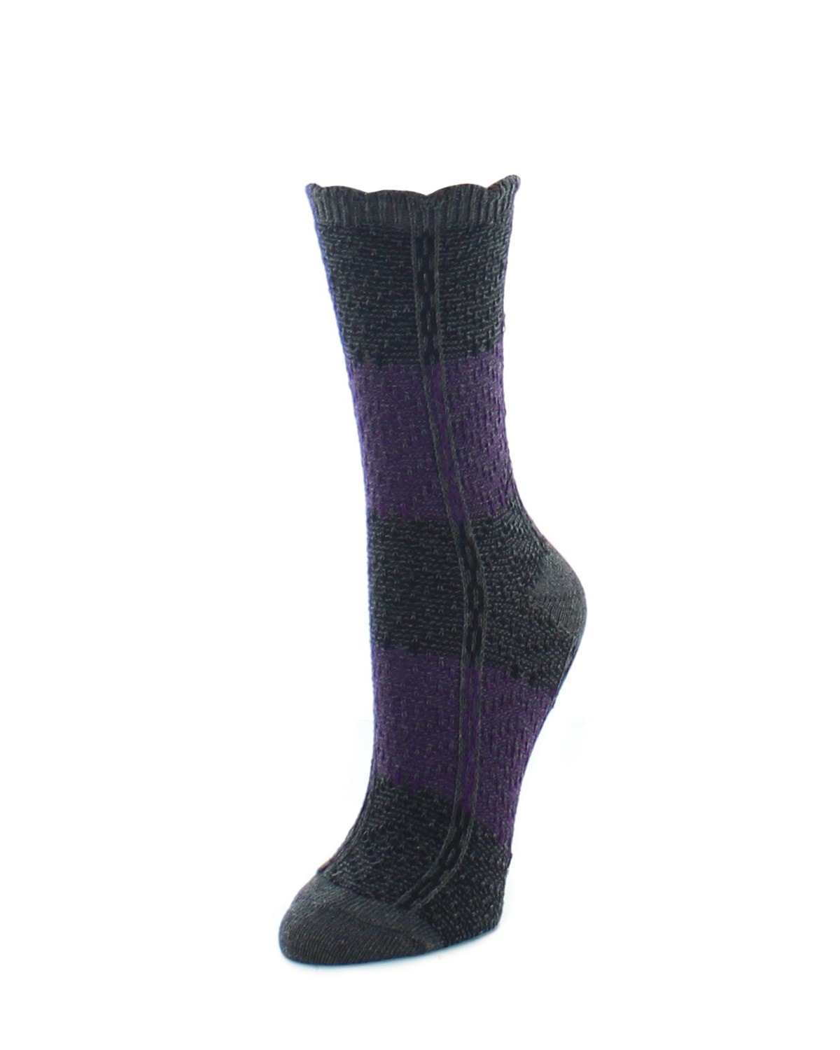 Two Tone Diamond Stripe Fuzzy Boot Socks