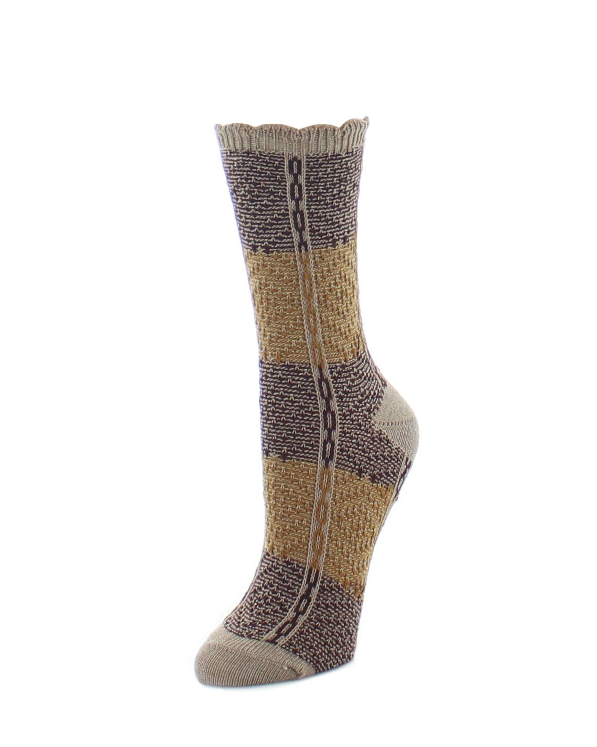 Two Tone Diamond Stripe Fuzzy Boot Socks