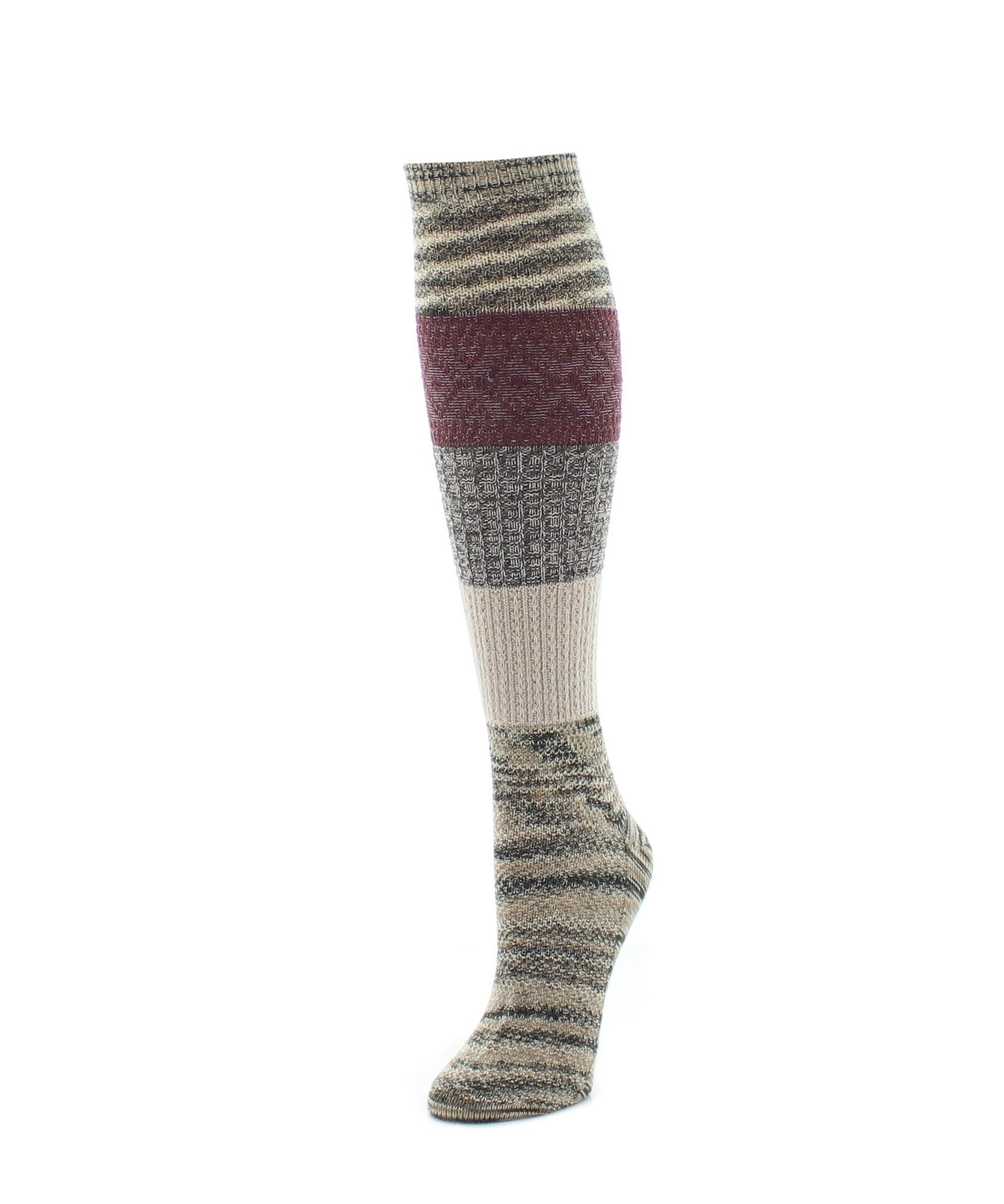 Marled Combo Pattern Knee High Socks