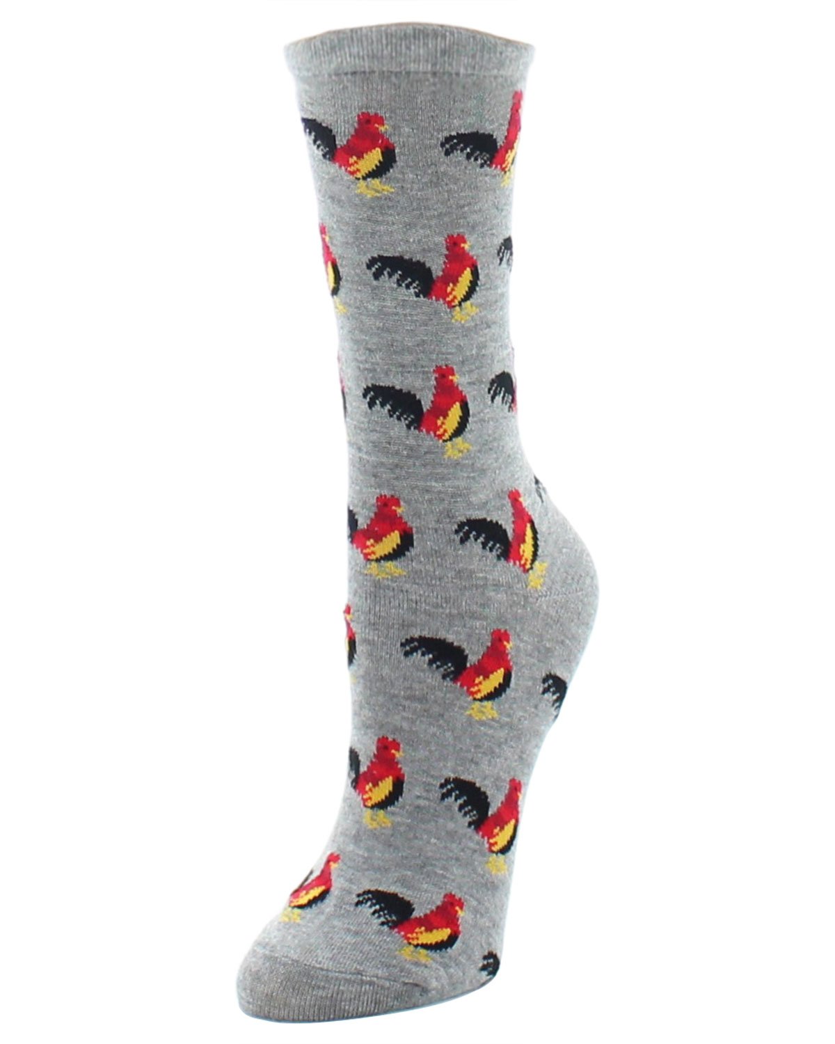 Early Bird Rooster Bamboo Blend Crew Novelty Socks