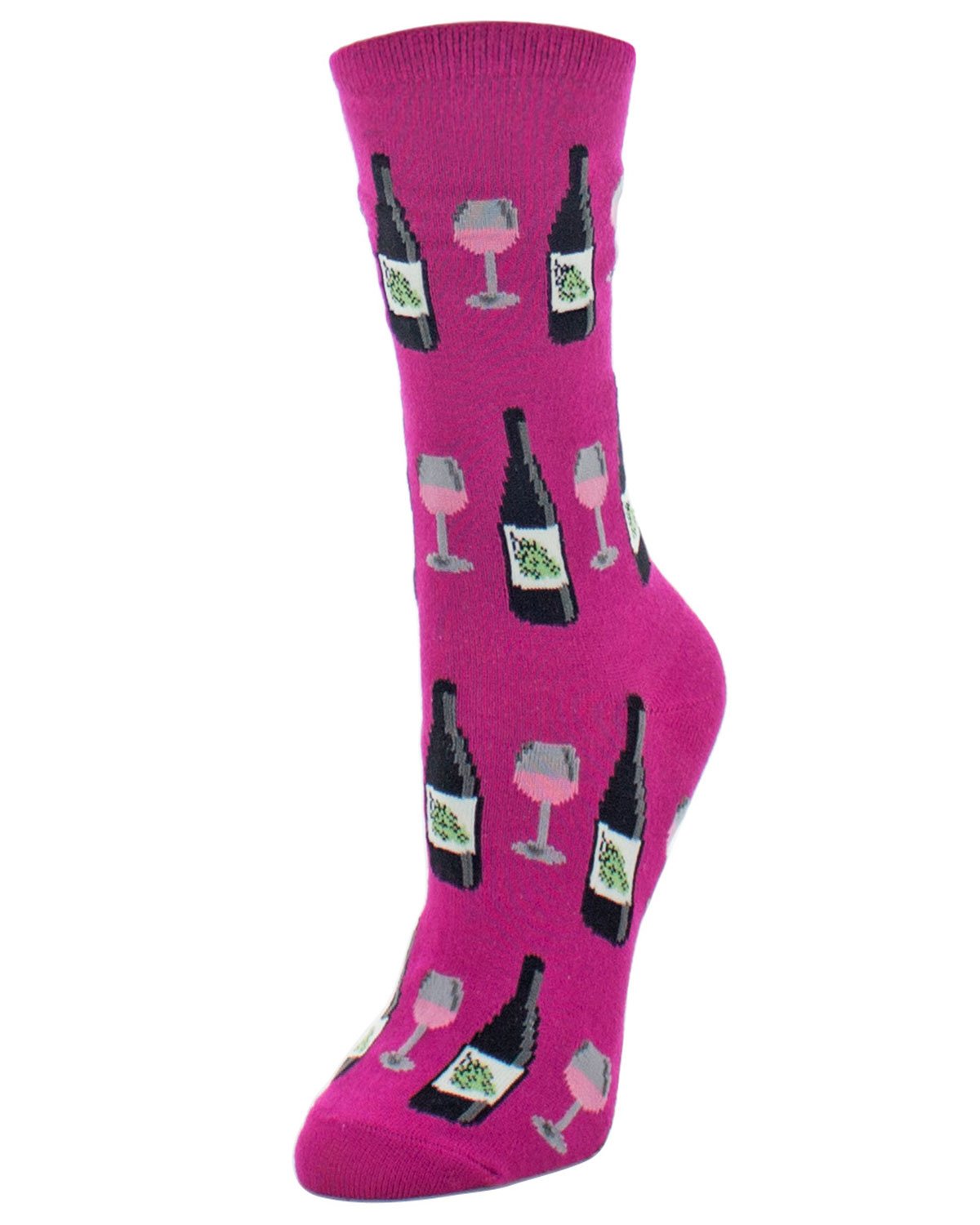 Wine Glass Bamboo Blend Crew Socks