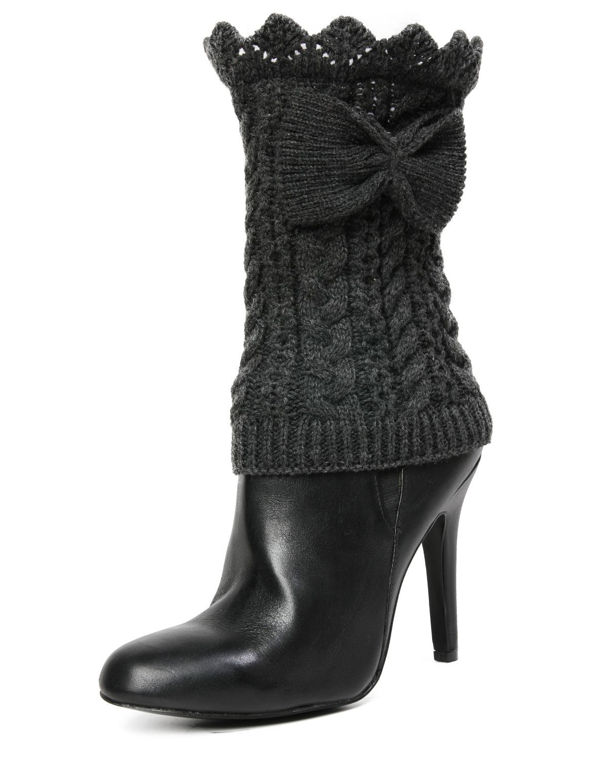 Vixen Mixed Rib Bow Detail Boot Topper