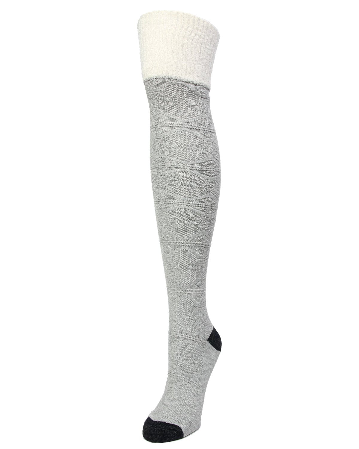 Wander Over the Knee Furry Cuffed Cotton Blend Sock