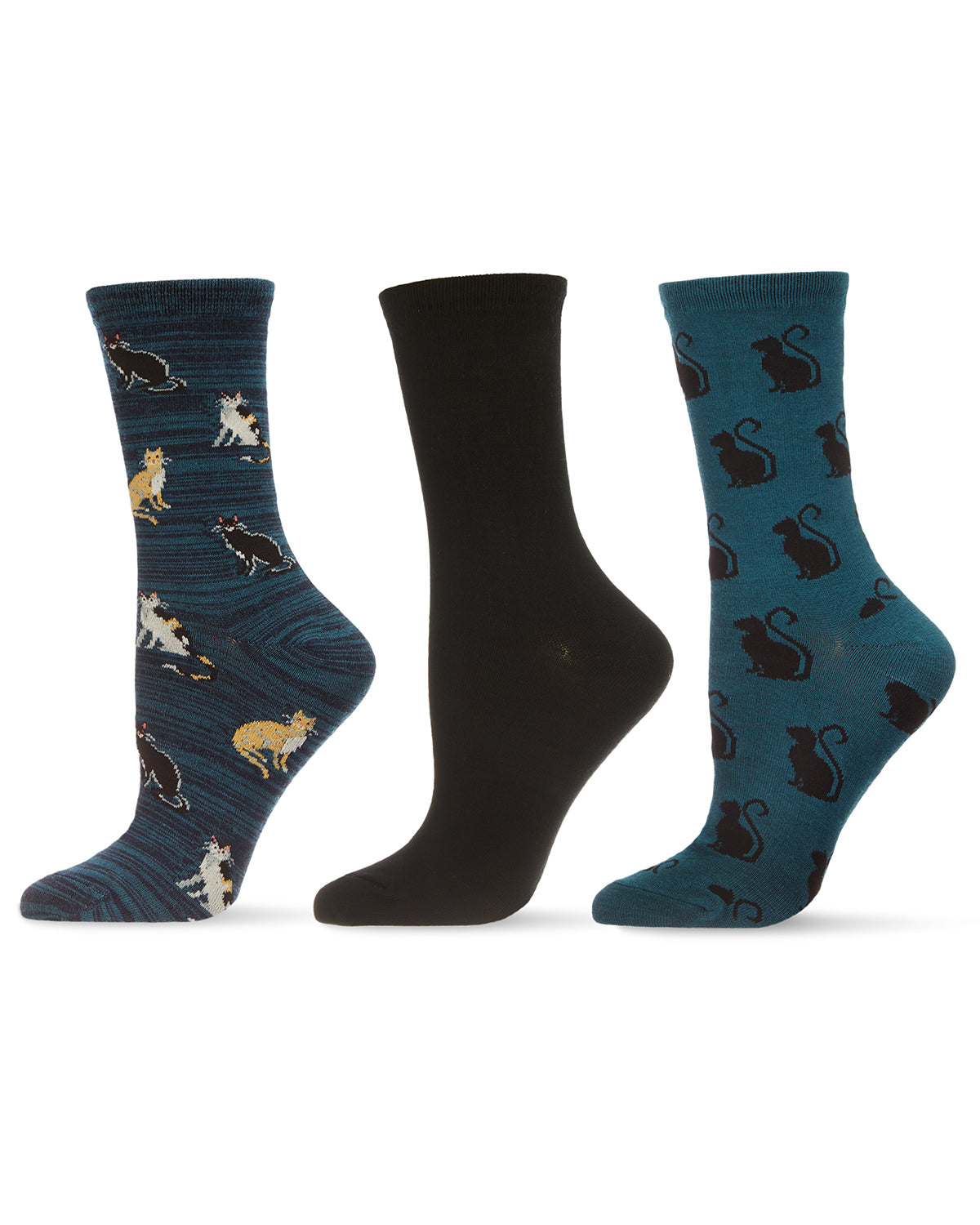 Cats Galore Bamboo Blend Crew Sock 3 Pair Pack