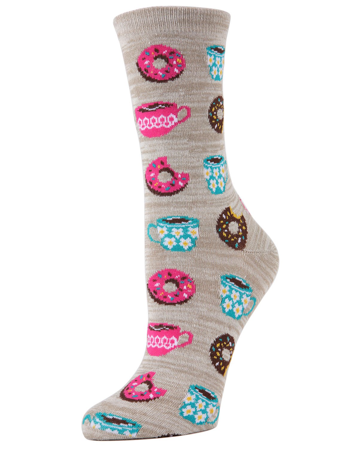 Coffee & Donut Breakfast Bamboo Blend Crew Novelty Socks