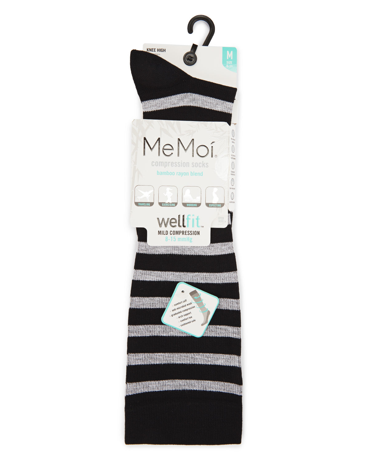 Women's Cabana Stripe Bamboo Blend 8-15mmHg Graduated Compression Socks