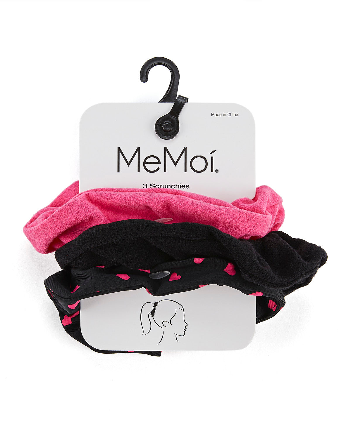 Pindot Hearts 3-Pack Hair Scrunchies