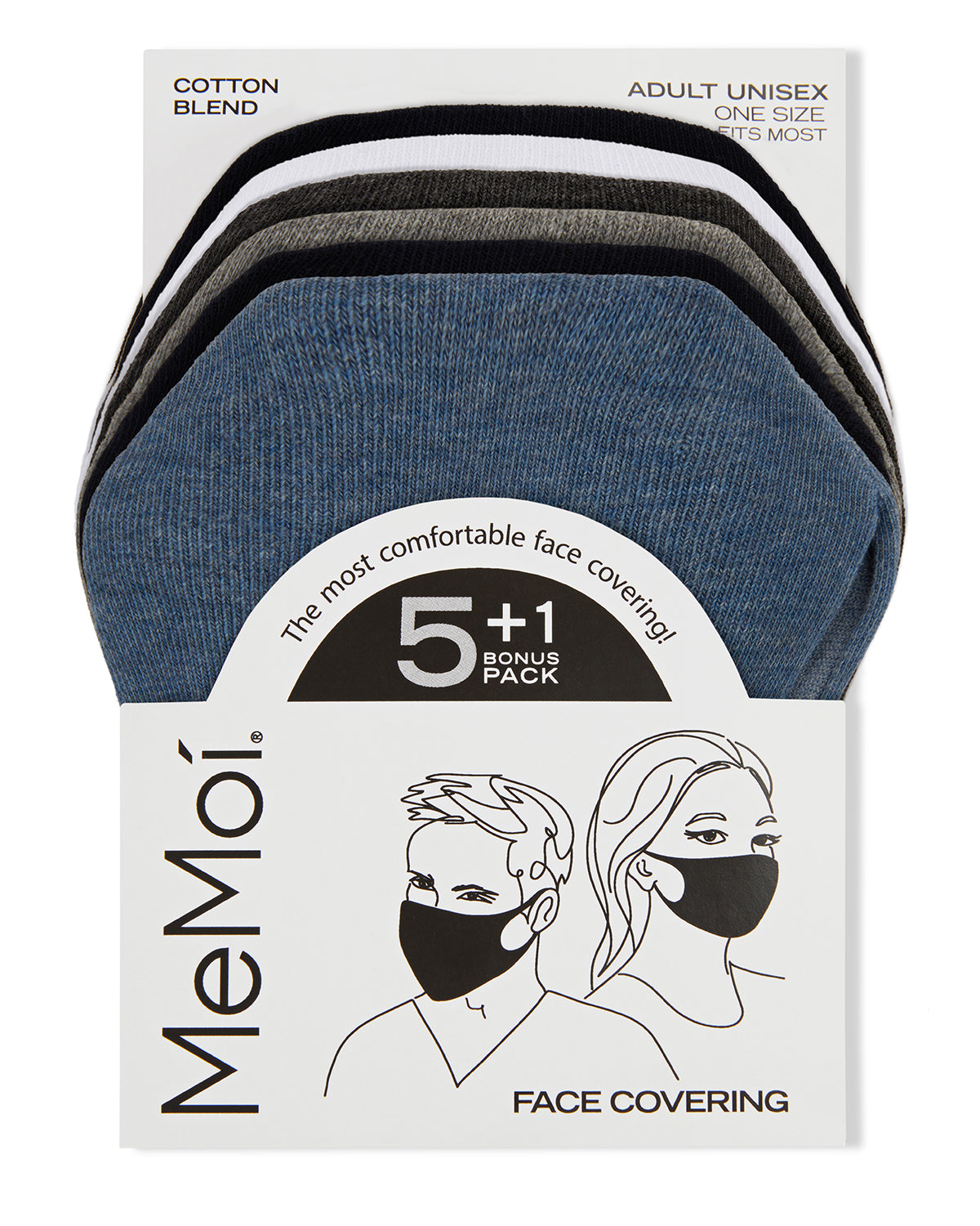 Unisex Cotton Blend Face Covering 6 Pack