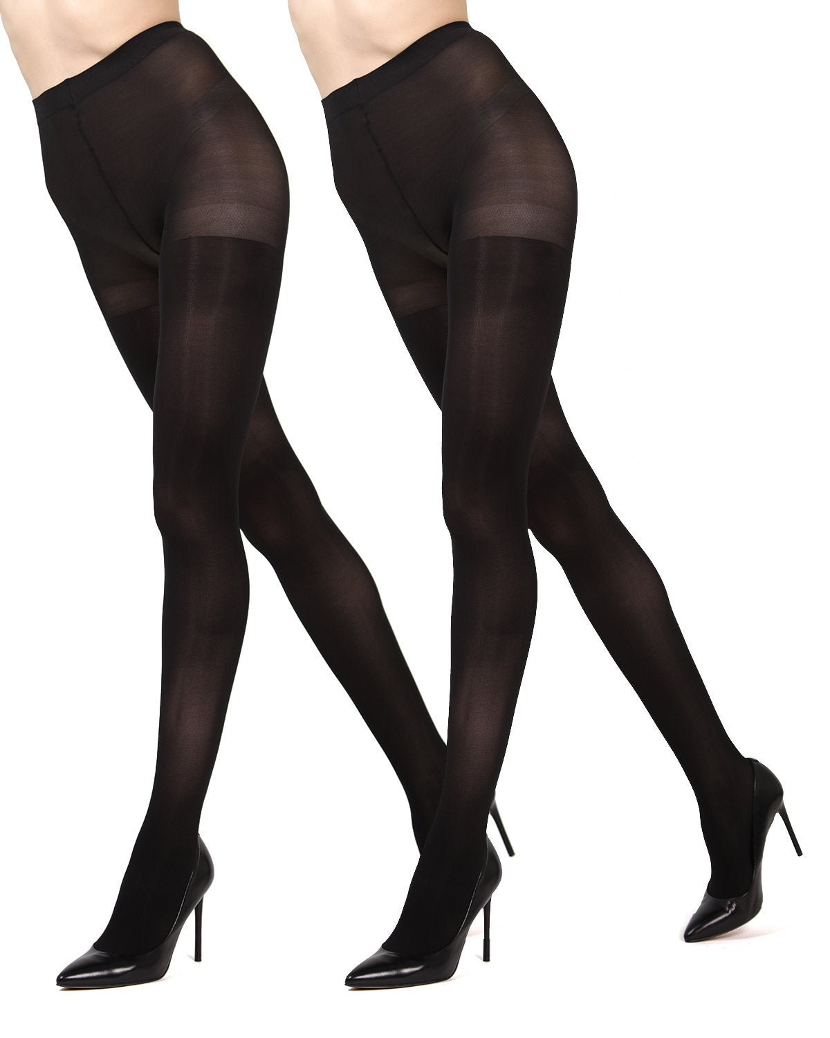 Control Top Solid Microfiber Tights 2 Pack