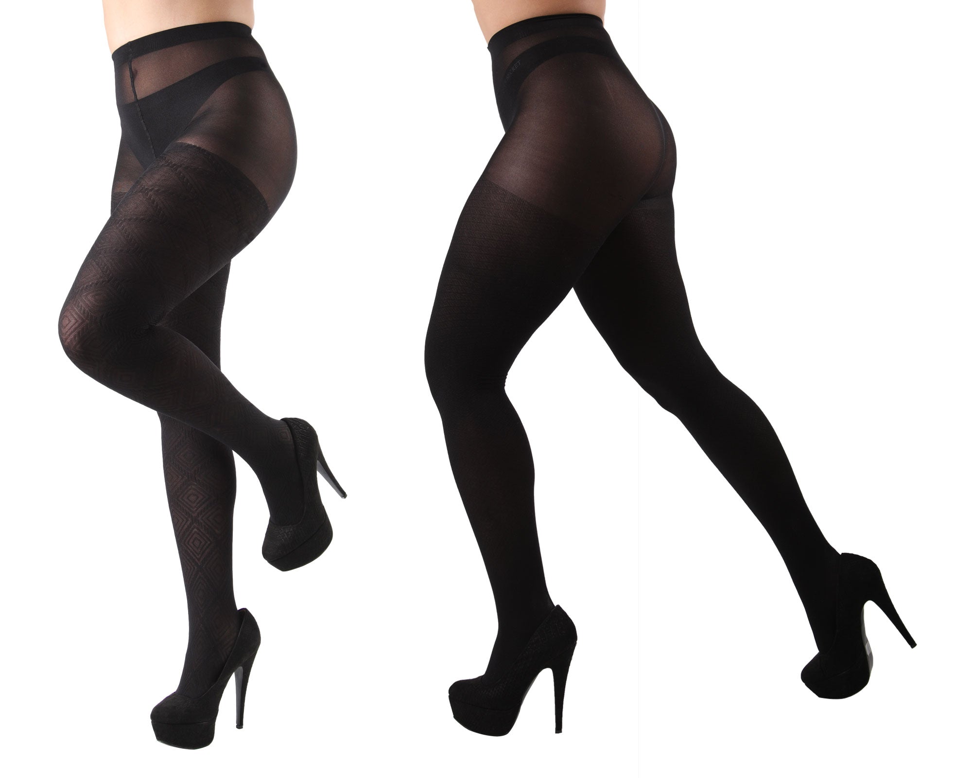 Diamonds/Solid Control Top Tights 2 Pack