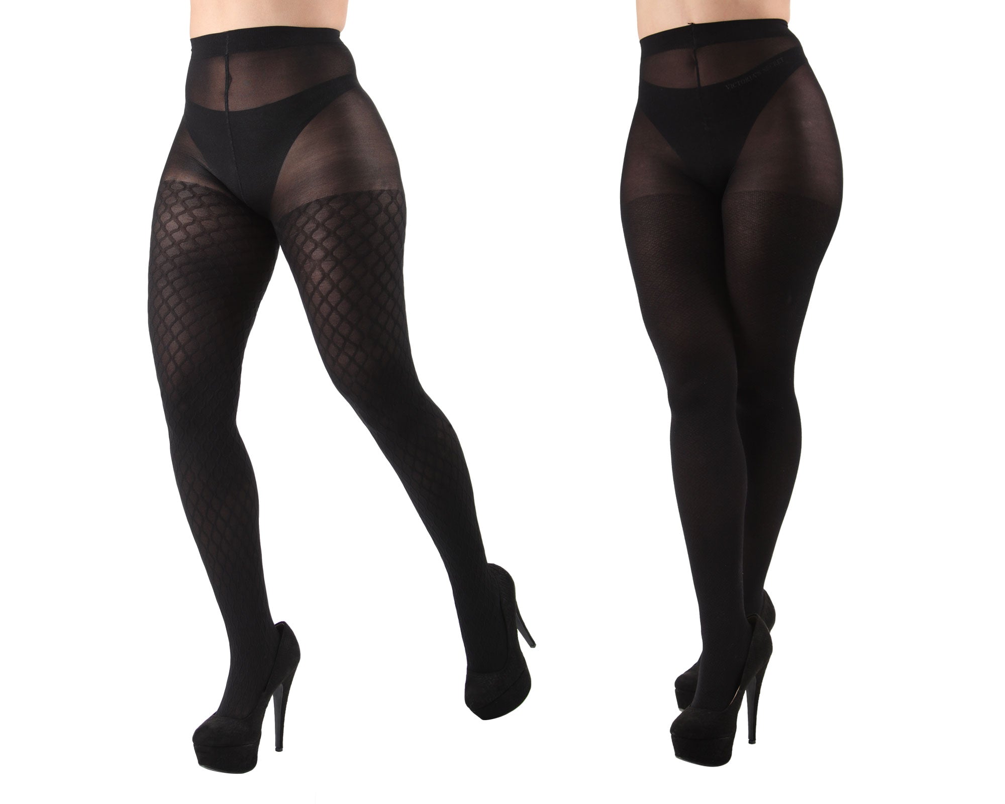 Chain-Link/Solid Control Top Tights 2 Pack