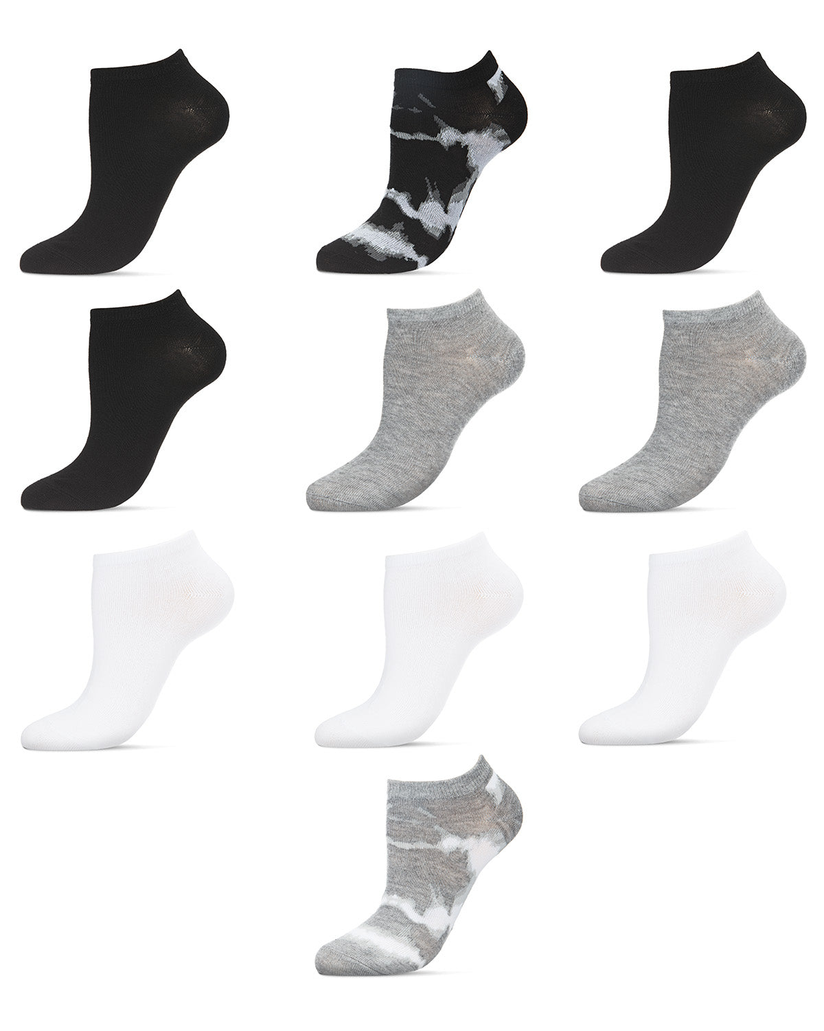 Women's 10 Pair Pack Tie Dye/Solid Low Cut Socks